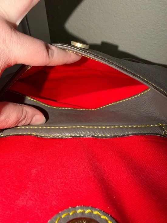 Dooney & Bourke Gray Pebbled Leather Satchel with Brown Trim - Picture 9 of 16